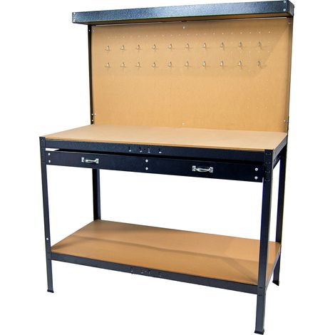 Heavy-Duty Workbench with Pegboard, Drawer & Storage Shelf Wolf Garage Workshop Bench (1/2)