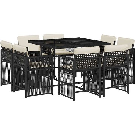 Maison Exclusive - Set de comedor de jardín 9 pzas y cojines ratá (1/5)