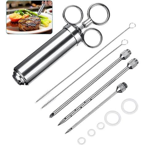 Marinadenspritze aus Edelstahl für Grillgerichte. Alle Teile sind aus Edelstahl. Enthält eine 60-ml-Sprühflasche.