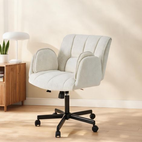 Chaise de bureau beige en tissu 60 x 68 x 86 cm (1/5)