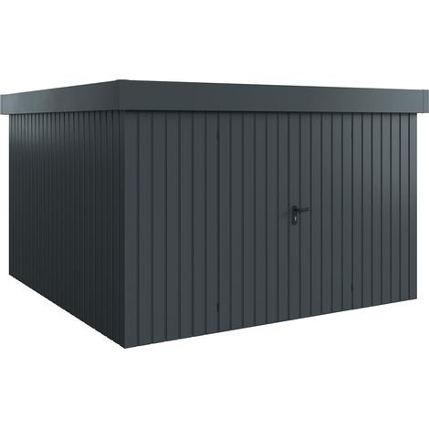 Hörmann Ecostar Metall-Gerätehaus "Euroline Trend" mit Flachdach EFD 14, anthrazitgrau, 310 x 310 cm, 2-flüglige Tür