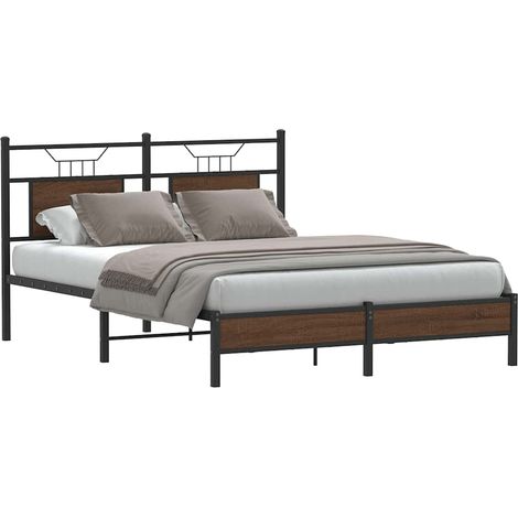 Bettgestell ohne Matratze Braun Eiche 150x200 cm Holzwerkstoff