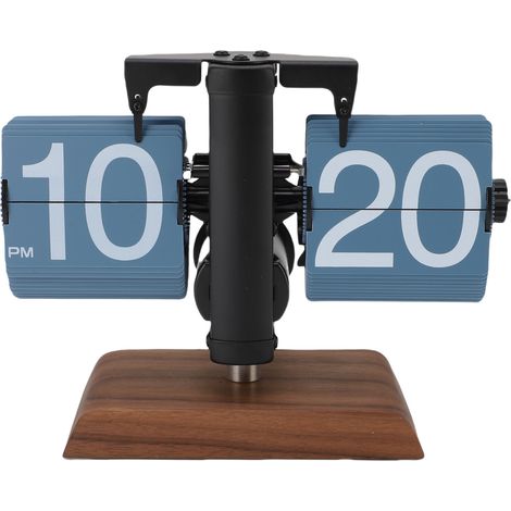 Horloge Digitale Flip de Bureau - Retro Automatique avec Base Bois - Matériaux PVC, Acier et Bois (Taille: 205x159mm, Batterie 1xD incluse) (1/5)