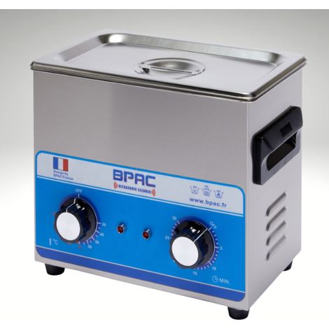 Bpac – Nettoyeur à ultrasons 3 litres – Puissance 180W – Fréquence 40kHz – Minuterie 0-30min – Cuve inox avec panier inclus