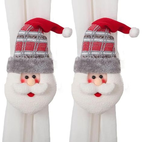2 pièces embrasses de rideaux de Noël décorées de motifs de Père Noël, parfaites pour les rideaux de Noël et les décorations de Noël de la maison (1/5)