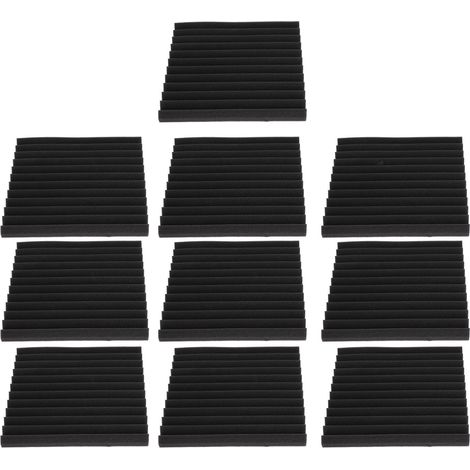 Lot de 10 plaques acoustiques mousse polyuréthane gris foncé ignifuge rainures triangulaires absorption phonique 30x30x2.5cm studio bureau (1/5)