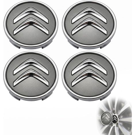 Lot de 4 Cache Moyeu 60mm Gris - Enjoliveurs de Centre de Roue pour - Capuchons de Jantes Alliage Haute Qualité et Stabilité (1/4)