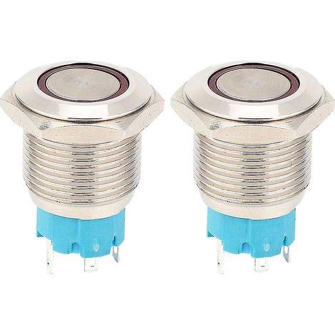 Interrupteur à bouton-poussoir métallique 16 mm, 12-24 V CC, autobloquant, avec voyant lumineux (1/5)