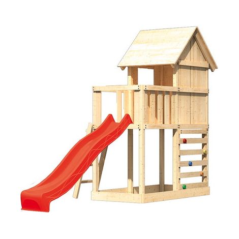 Akubi Stelzenhaus Frieda natur Rut. rot+Kletterwand