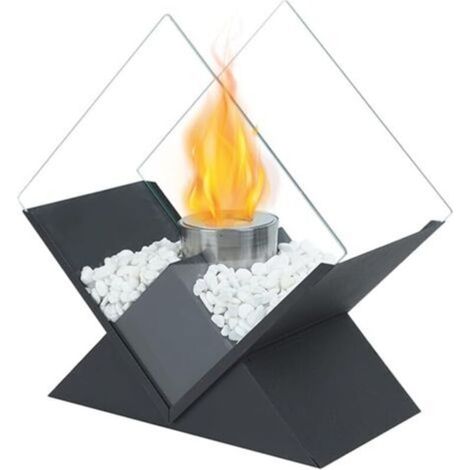 Neptune – Cheminée bioéthanol portable 28 cm – Design moderne sans ventilation – Pour intérieur et extérieur – Combustion propre sans fumée