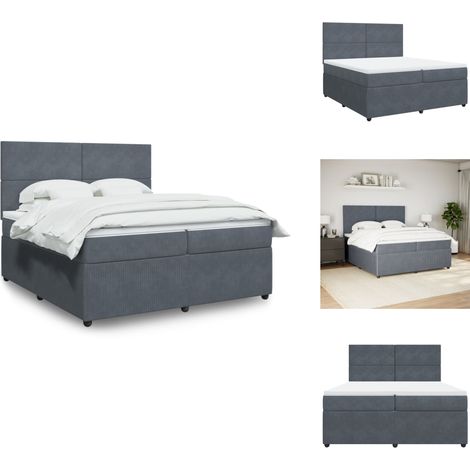 Sommier à lattes de lit et matelas Gris foncé 200x200cm Velours - Sommier À Lattes De Lit - Sommiers À Lattes De Lit - Lit - Meuble De Chambre À Coucher (1/5)
