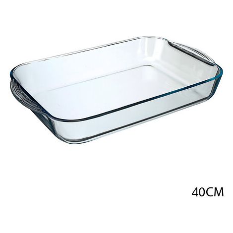 PLATO RESISTENTE AL HORNO 40x25 cm CRISTAL con asas (1/3)