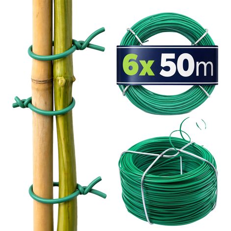 Alambre para jardín, acero recubierto de PVC, flexible y duradero, verde claro. (1/5)