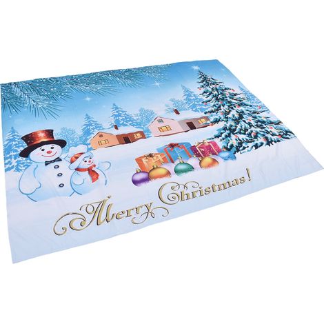Weihnachtlicher Wandbehang mit Tannenbaum- und Schneemannmotiv, Wanddekoration fürs Schlafzimmer, Fotohintergrund 150x150 cm (1/5)