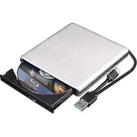 Lecteur Blu-ray/DVD externe 3D. USB 0 et Type-C. lecteur Blu-ray/CD/DVD optique portable et fin. compatible avec Mac.