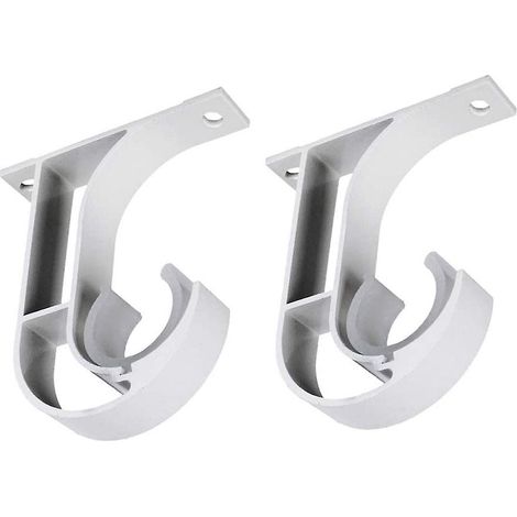 Lot de 2 supports de tringle à rideaux en alliage d'aluminium pour armoire, placard ou fixation au plafond - Blanc (1/4)