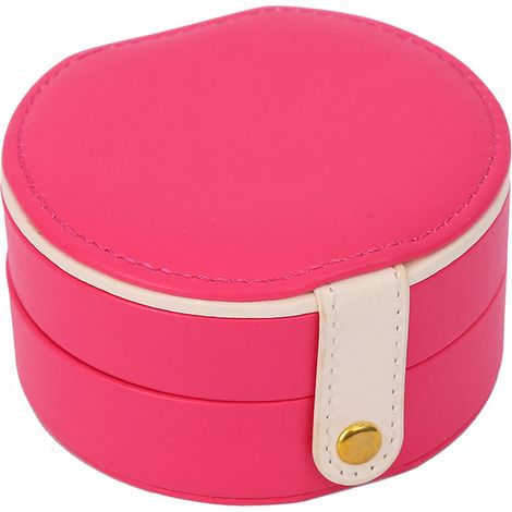 Boîte à bijoux en cuir multicouche avec boîte à bijoux(rose rouge) (1/5)