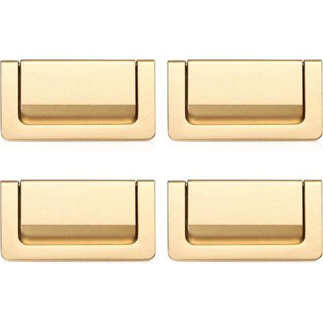 Schubladengriffe - Verdeckte Möbelgriffe - 4 Stück moderne Zinklegierungsgriffe für Schränke, Türen und Schubladen (Gold - Lochabstand: 64 mm) (1/5)