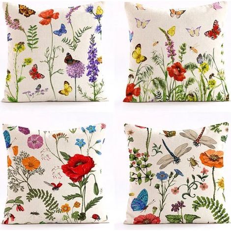 Set da 4 pezzi - Federe - Federe con motivo floreale - Federe stampate - 45x45 cm - Imbottitura non inclusa (1/5)
