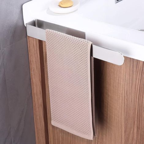 Nickel Brossé Porte-Serviettes Autocollant,Acier Inoxydable Porte Serviettes Mural,Anneau de Serviette Moderne de Salle de Bain ,Support de Serviettes Salles de Bains GROOFOO (37cm ) (1/5)