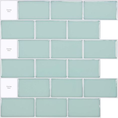 Carreaux de crédence de cuisine auto-adhésifs Art3d, vert turquoise brillant - 30 x 30 cm (1/5)