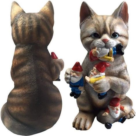Décoration de jardin en forme de chat, décoration de jardin, nain de jardin résistant aux intempéries, statue de chat Gnome