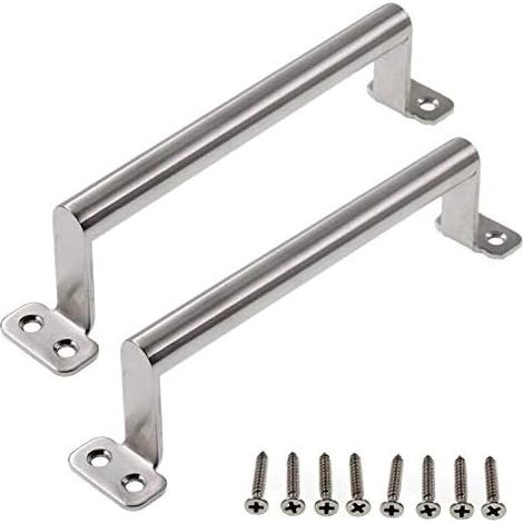 BEBUSINGOTO Lot de 2 poignées de porte coulissantes robustes en acier inoxydable pour grange, placard, salle de bain, commode (1/4)