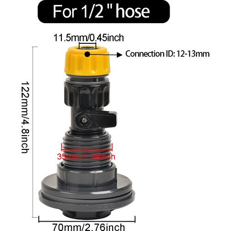 (A) Kit de robinet pour récupérateur d'eau de pluie en PVC durable de 3/4", avec raccord de tuyau, joint étanche pour réservoirs, idéal pour l'irrigation d'aquariums (1/5)