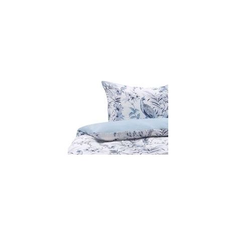 Housse de couette coton 155x220 cm imprimée blanc bleu (1/5)