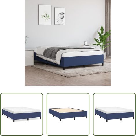 Sommeil -  Cadre de lit sans matelas bleu 140x190 cm tissu (1/5)