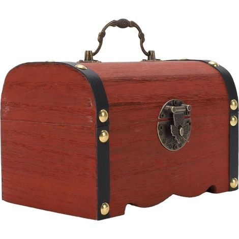 Boîte au Trésor en Bois, Coffre de Rangement Verrouillable Fait à la Main, Boîte à Bijoux Vintage avec 2 Clés, Tirelire et Organisateur de Souvenirs pour Adultes, Décoration de Bureau à (1/5)