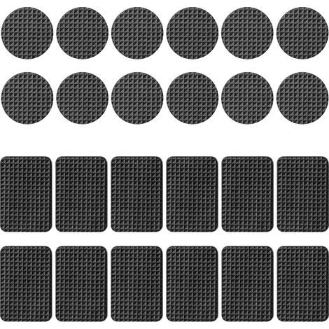 24 Pièces Patins en Caoutchouc Antidérapants, Pieds Caoutchouc Patins Autocollant Protecteurs de Meubles Protecteurs pour Sols en Boi, Pieds de Table, Chaise, Lit (Noir) (1/5)