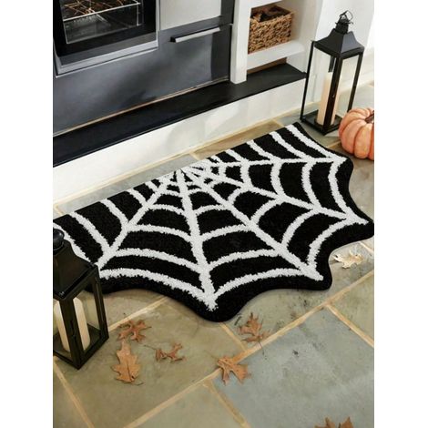 Tapis de sol antidérapant « Toile d'araignée ondulée » pour Halloween, 1 pièce, tapis décoratif d'intérieur et d'extérieur, 40 x 60 cm (1/5)
