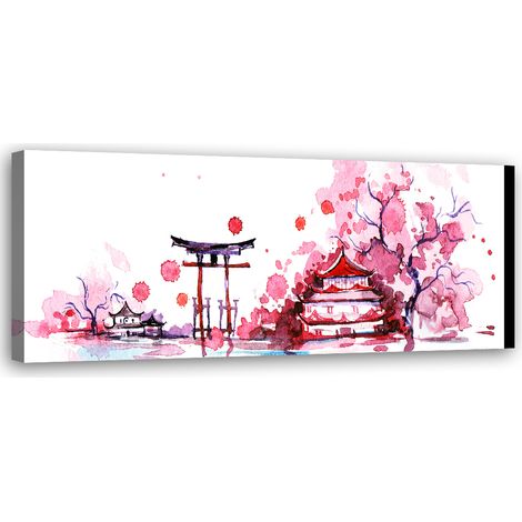 Tableau sur toile Aquarelle d'un paysage japonais 90x30 (1/5)