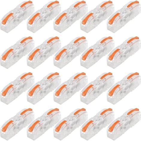 Lot de 20 bornes à levier – Pour connexion fil à fil 28-12 AWG – Connecteurs électriques isolés compacts faciles à installer (1/5)
