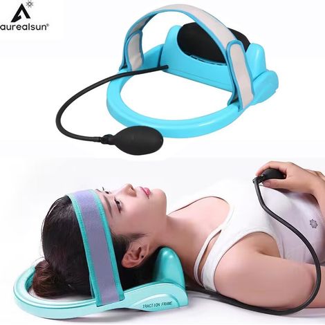 Massaggiatore per il collo ad aria compressa Assistenza sanitaria Trattore cervicale Cuscino Trazione Posturale Pompa Rilassamento Vertebra Massaggio Ortopedico Stretching (1/5)