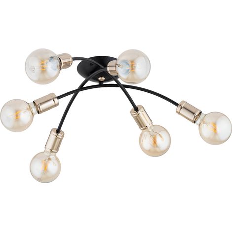 Plafonnier loft métal Sedna Alfa noir/or 6xE27 52cm (1/3)