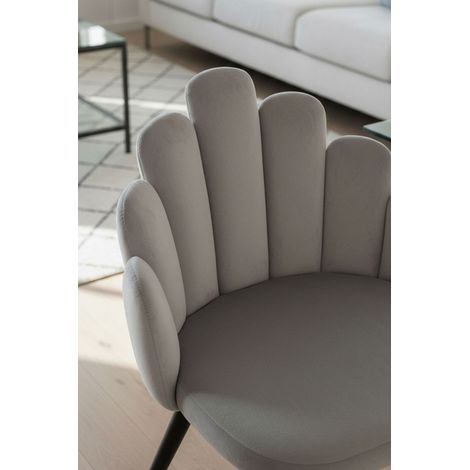 Regalos Miguel – Silla de comedor Hand terciopelo gris – Patas de acero negro – Altura 85 cm – Ancho 45 cm – Profundidad 50 cm – Peso 4 kg (1/5)