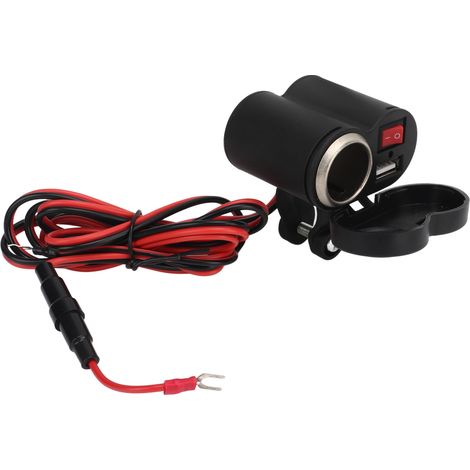 Allume-cigare Moto Universel 12V-45V Étanche Anti-Poussière Prise USB Multiprise Chargeur avec Socle pour Véhicule (1/5)