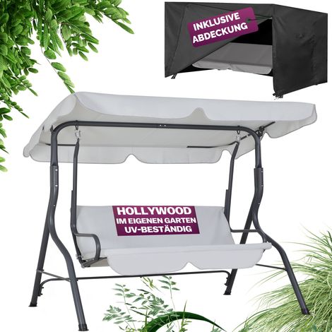 CASARIA® Columpio Jardín Toldo Balancín Exterior Robusto Funda Resistente 2 Asientos 200kg Impermeable Protección UV Balcón Terraza Patio Grün hellgrau (de)