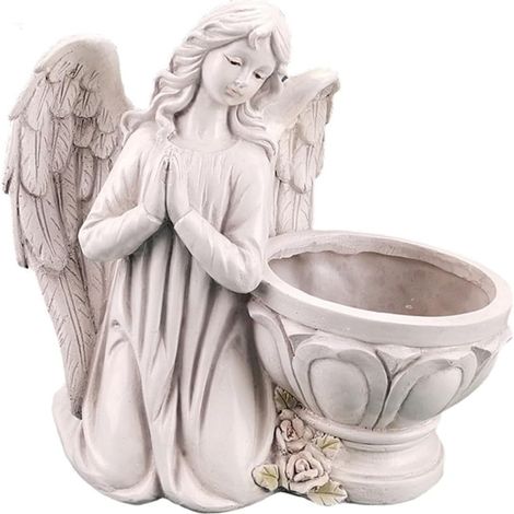 Ornement d'ange en Résine Artisanale, Pot de Fleurs Succulentes Chic, Blanc, Stable et Résistant, Décoration Intérieure et Extérieure pour Jardin, Bureau ou Terrasse, Modèle (1/5)
