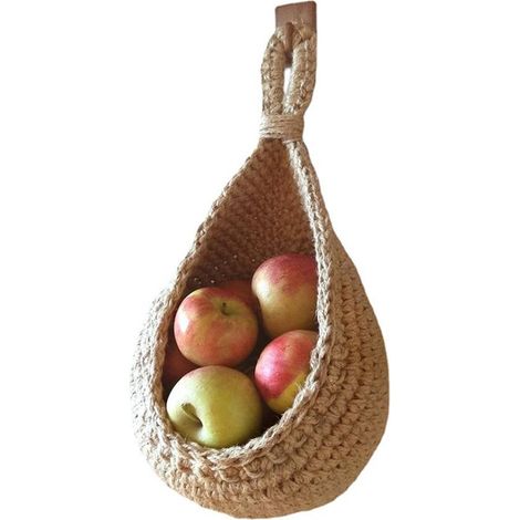 Panier mural suspendu pour fruits et légumes, rangement de cuisine, panier style champêtre, panier mural bohème tressé à la main pour fruits et légumes (1/5)