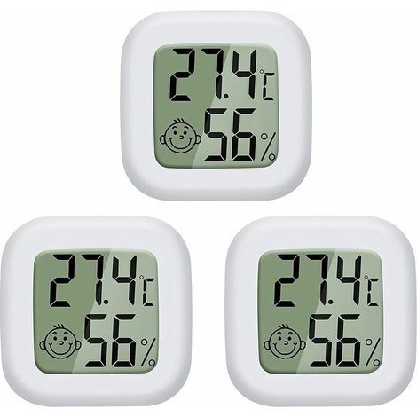 Hygromètre 3 pièces Mini LCD thermomètre numérique chambre de bébé salon bureau réfrigérateur thermomètre intérieur et hygromètre (1/3)
