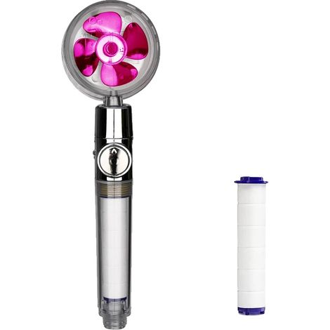 Cabezal de ducha turbo portátil, ahorro de agua, alta presión, color morado. (1/2)