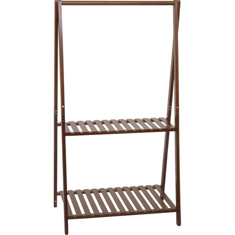 [NUNCA USADO] Estantería para plantas de bambú HHG-367, escalera para flores, escalera para plantas, estantería para baño, barra, 2 estantes, 130 x 70 x 44 cm, marrón