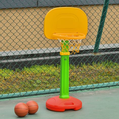 Canasta de Baloncesto Infantil con Altura Ajustable 2 Pelotas y Bomba de Aire para Niños +3 Años Juguetes Deportivos en Interiores y Exteriores 52,5x44x120-160 cm Multicolor (1/5)