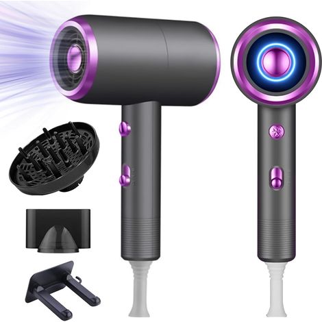 Sèche-cheveux 1800W,Bouton Chaud/Froid, 3 Températures 2 Vitesses Sèche Cheveux de Salon,AC Moteur,Hair Dryer avec Diffuseur,Brancher,Buse de Coiffage,Super Silencieux pour Maison Voyage (1/5)