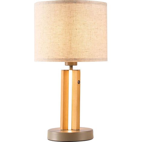 Lampe de table avec abat-jour rond marron 1x E27 (1/5)