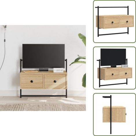 Meuble TV mural chêne sonoma 60,5x30x51 cm bois d'ingénierie - Meubles Tv Murale - Meuble Tv Suspendu - Meuble Tv Moderne - Étagère Murale - Rangement Mural