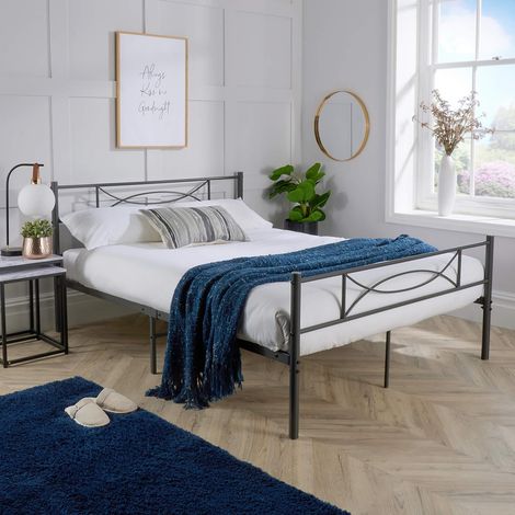 Matt Dark Grey Metal Frame 4ft Small Double Bedframe Powder Coated (1/5)